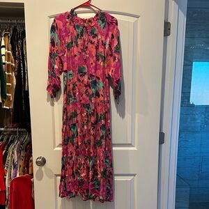 Easel Vibrant Floral Long Sleeve Dress